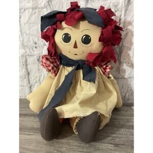 Vintage Rag Doll Raggedy Ann 18” Folk Art Doll